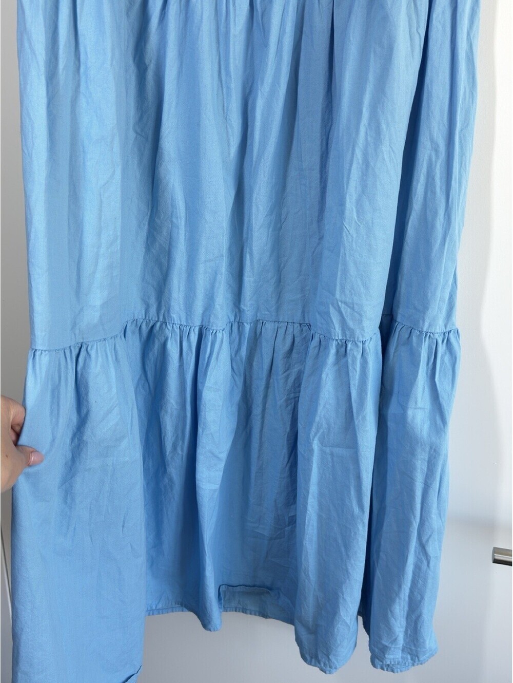 Hunter & Brown Blue Tiered Maxi Skirt Cotton Lined Elastic Waist Size Large - Picture 4 of 8